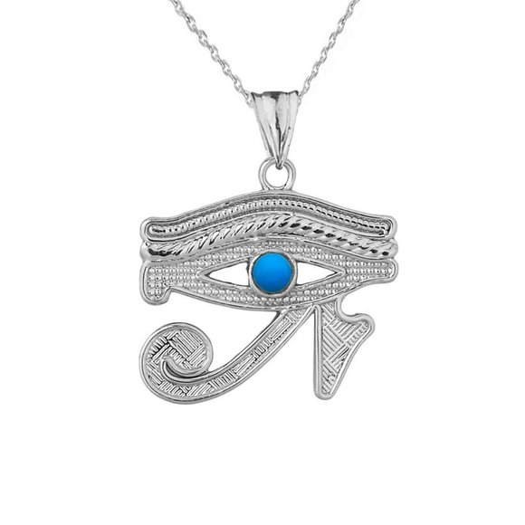 Silver Eye of Horus (RA) Turquoise Stone Necklace